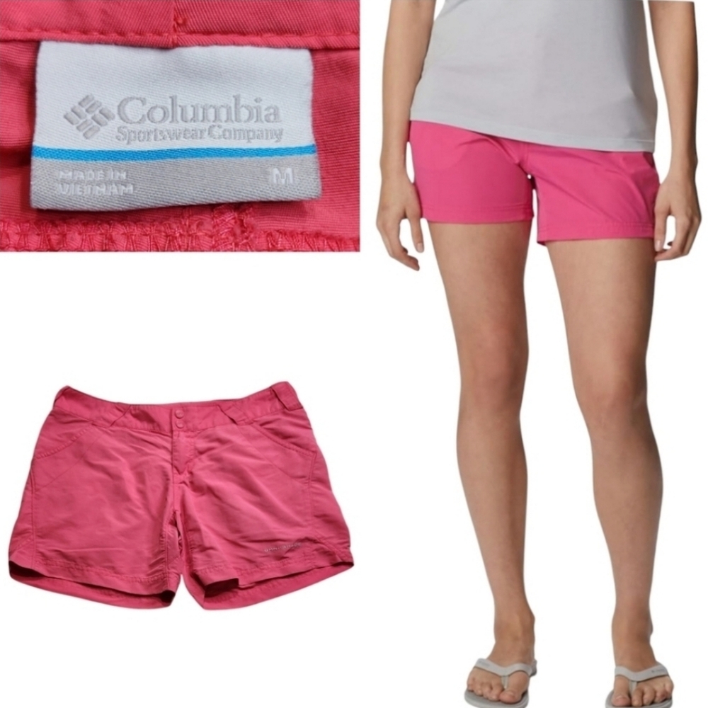 Columbia PFG Omni-Shade Hiking Shorts Bright Pink Womens Sz Med